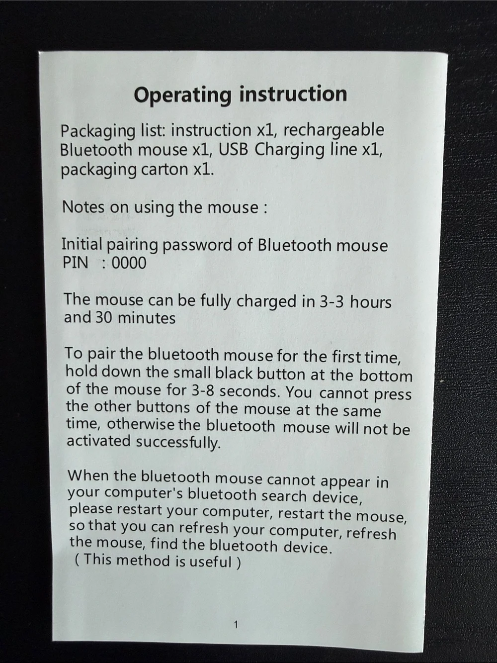 Rechargeable Bluetooth Wireless Mouse Black Slim USB Charging PC Mac Laptop